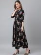 Khushal K Women Black Floral Printed Gotta Patti Kurta with Trousers & With Dupatta Cheap