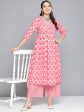 HERE&NOW Women Ethnic Motifs Printed Empire Pure Cotton Kurta With Palazzos on Sale