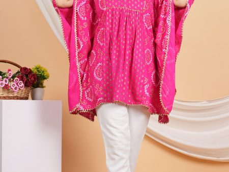 House of RP Women Pink Rayon Ethnic Print Kaftan Online Sale