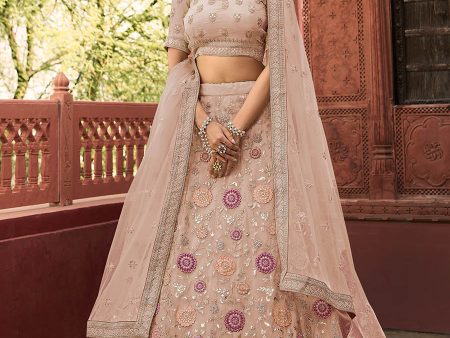 Myra Mauve Organza Embroidered Lehenga Choli on Sale