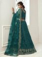 Myra Rama Green Heavy Embroidered Net Bridal Lehenga Online now