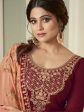 Myra Wine and Peach Georgette Embroidered Gharara Suit Online