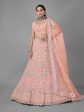 Myra Peach Heavy Embroidered Soft Net bridal Lehenga For Discount