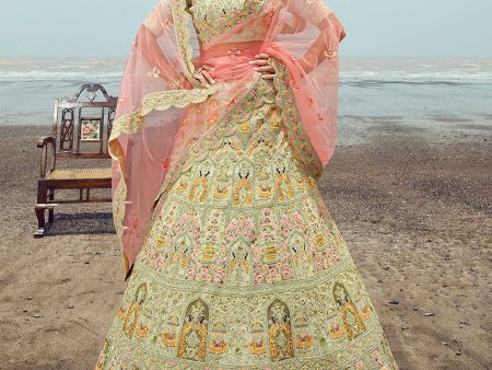 Myra Pista Green Georgette Embroidered Designer Lehenga Choli Online Sale