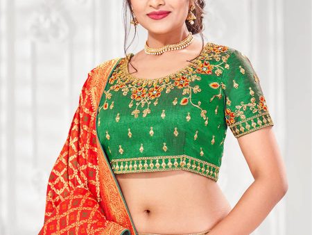 Myra Multicolour Jaquard Silk Designer Lehenga For Sale