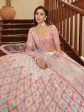 Myra Pearl White and Pink Georgette Embroidered Party Wear Lehenga on Sale