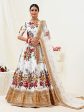 Myra White Floral Print Embroidered Designer Lehenga on Sale