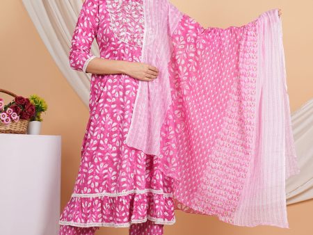 House of RP Women Rayon Cotton Floral Print Kurta ,Pant & Dupatta Set Online Sale