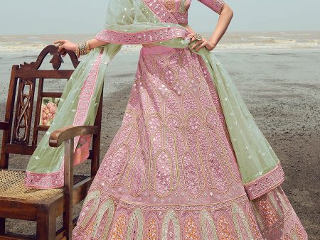 Myra Pink Organza Embroidered Designer Lehenga Choli For Sale