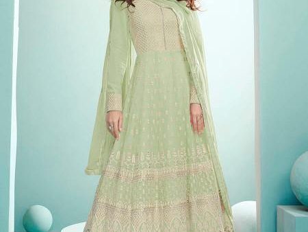 Myra Pista Georgette Embroidered Anarkali Suit Online