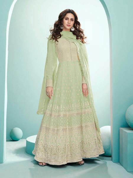 Myra Pista Georgette Embroidered Anarkali Suit Online