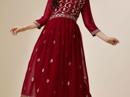 Kalini Embellished Sequinned Georgette Kurta Hot on Sale