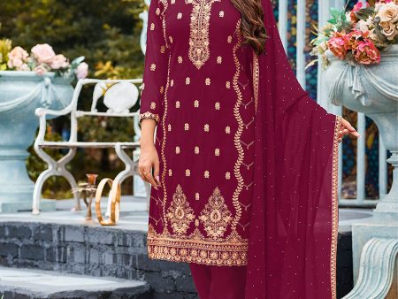 Myra Rani Heavy Faux Georgette Embroidered Pant Style Suit For Discount