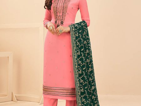 Myra Peach Georgette Embroidered Palazzo Suit Sale