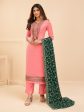 Myra Peach Georgette Embroidered Palazzo Suit Sale