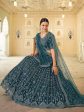 Myra Rama Blue Soft Net Embroidered Lehenga For Sale