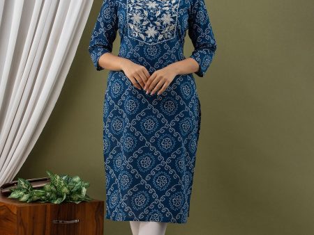 Kalini Bandhani Printed Thread Work Pure Cotton Kurta Online Sale