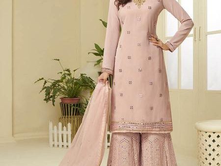 Myra Pink Georgette Embroidered Palazzo Suit Online Hot Sale