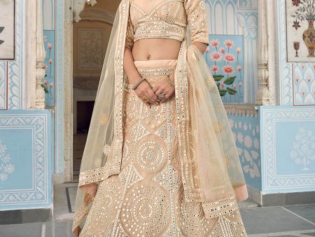 Myra Traditional Cream Organza Embroidered Lehenga For Discount