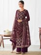 Myra Purple Real Georgette Palazzo Style Suit Supply