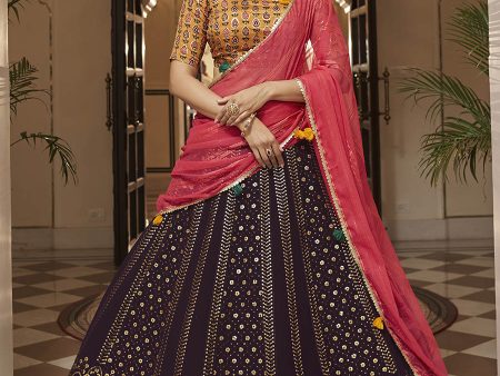 Myra Purple and Mustard Yellow Georgette Designer Lehenga Choli Online Sale