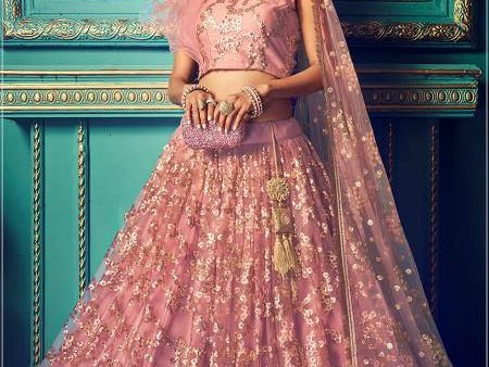 Myra Purpul Heavy Embroidered Net Lehenga Supply