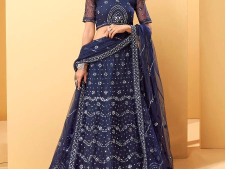 Myra Blue Heavy Embroidered net Designer Lehenga Online