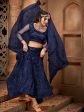 Myra Navy Blue Heavy Embroidered Net Lehenga For Discount