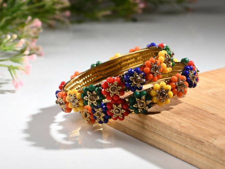 Afast Designer Fancy Party Bangle  Kada Set, Multicolor, Metal, Pack Of 2 Online