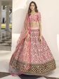 Myra Pink Art Silk Heavy Embroidered Lehenga Hot on Sale