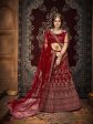 Myra Maroon Ocean Heavy Embroidered Net Lehenga Discount