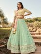 Myra Sea Blue and Lemon Yellow Heavy Embroidered Party Wear Lehenga Discount