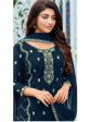 Myra Royal Blue Heavy Faux Georgette Embroidered Pant Style Suit Online Sale