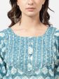 Kalini Blue Ethnic Motifs Printed Gotta Patti Pure Cotton Kurta with Trousers Hot on Sale