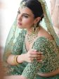 Myra Rama Green Net Embroidered Lehenga For Sale