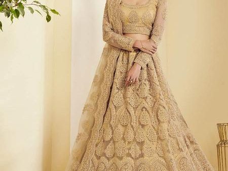 Myra Traditional Golden Heavy Embroidered Net Bridal Lehenga Fashion