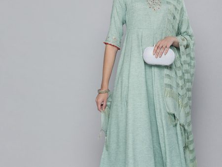 HERE&NOW Women Embroidered Ethnic Motifs Yoke Design Anarkali Kurta Online