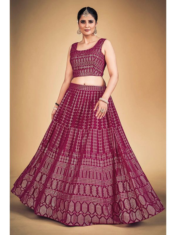 Myra Pink Georgette Real Georgette Lehenga Choli Online