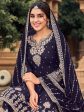 Myra Navy Blue heavy Georgette Koti Style Embroidered Sharara Suit Online now