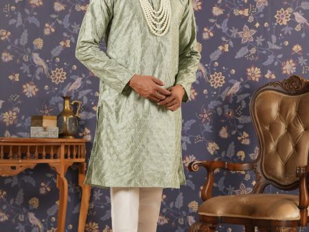 House of Pataudi Ethnic Motifs Embroidered Mandarin Collar Straight Kurta With Trouser Cheap