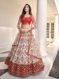 Myra White and Red Art Silk Heavy Embroidered Lehenga For Cheap