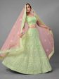 Myra Pista Heavy Embroidered Soft Net bridal Lehenga on Sale