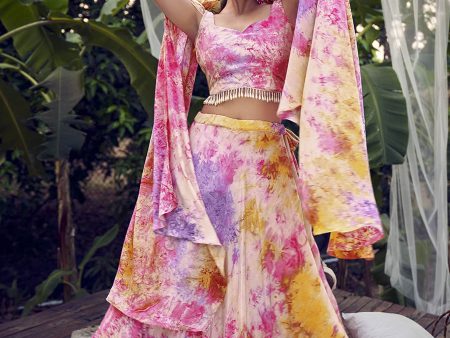 Myra Purple Pink Silk Digital Printed Designer Lehenga Online Sale