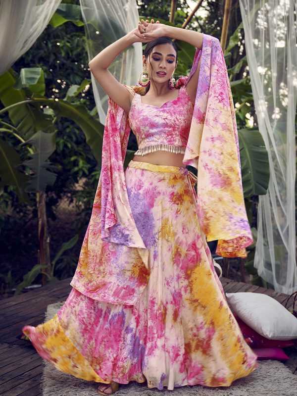 Myra Purple Pink Silk Digital Printed Designer Lehenga Online Sale