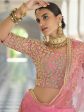 Myra Baby Pink Net Embroidered Lehenga For Sale