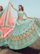 Myra Turquoise Georgette Embroidered Designer Lehenga Choli For Discount