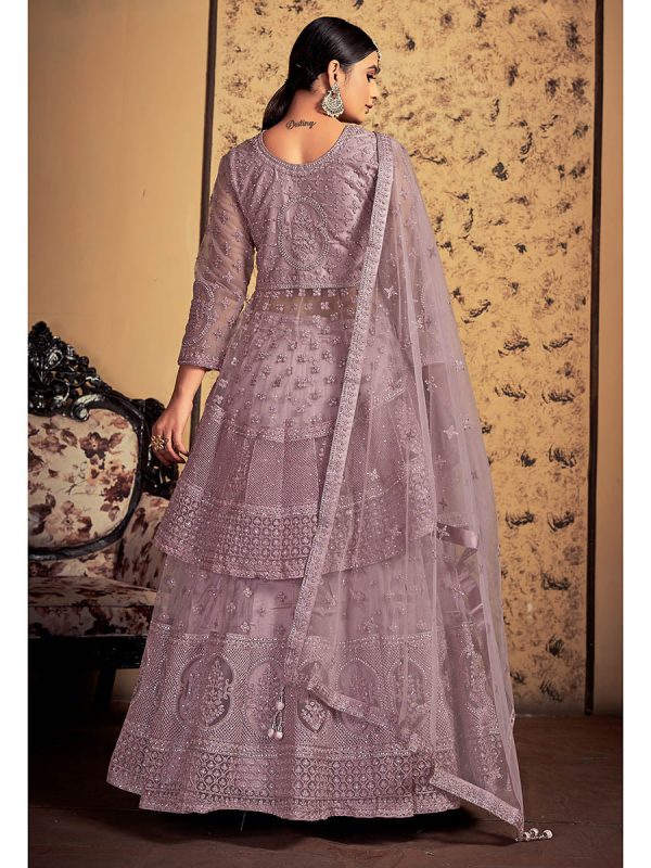 Myra Mauve Soft Net Heavy Embroidered Designer Lehenga Discount