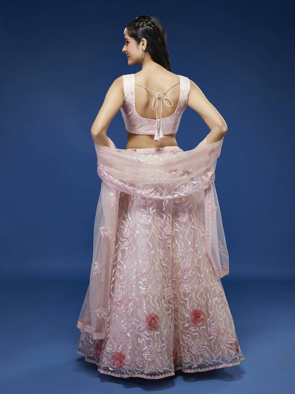 House of Panchhi Coral Net Sequinse Work Lehenga & Blouse, Dupatta Sale