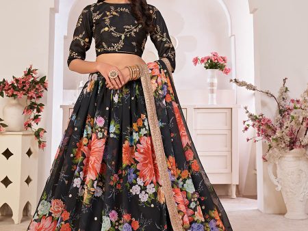 Myra Black Digital Printed Georgette Lehanga Online now