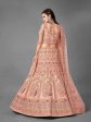 Myra Peach Heavy Embroidered Satin Bridal Lehenga Hot on Sale